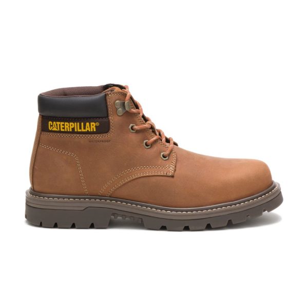 Mens Caterpillar Outbase Waterproof Steel Toe Boots Brown