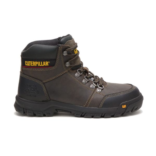 Grey Mens Caterpillar Outline Steel Toe Boots