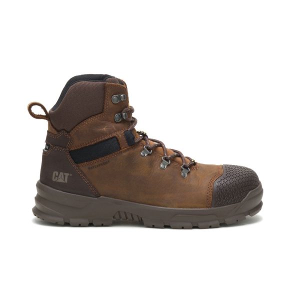 Mens Caterpillar Accomplice X Waterproof Steel Toe Boots Brown