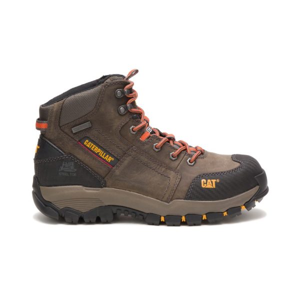 Taupe Caterpillar Navigator Mid Waterproof Steel Toe Mens Boots