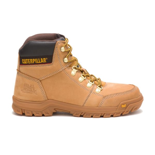 Brown Mens Caterpillar Outline Boots