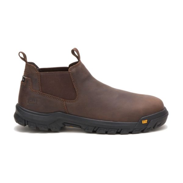 Mens Caterpillar Outline Steel Toe Boots Coffee
