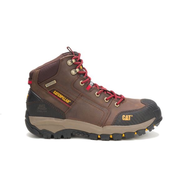 Caterpillar Navigator Mid Waterproof Steel Toe Mens Boots Coffee