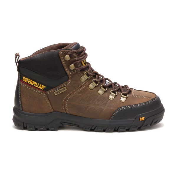 Brown Caterpillar Threshold Waterproof Steel Toe Mens Boots
