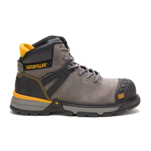 Grey Mens Caterpillar Excavator Superlite Waterproof Carbon Composite Toe Boots